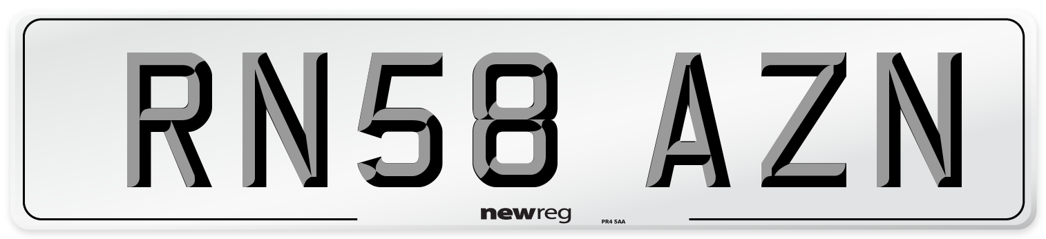 RN58 AZN Number Plate from New Reg